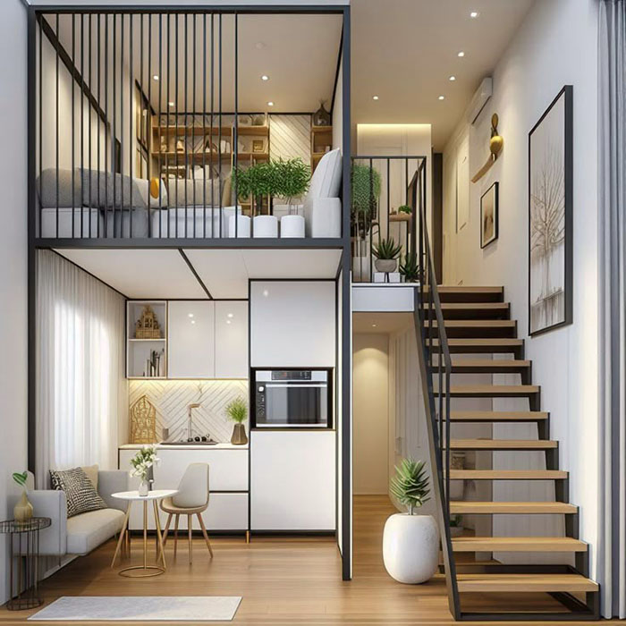Mẫu nhà gác lửng đẹp hiện đại tiết kiệm chi phí